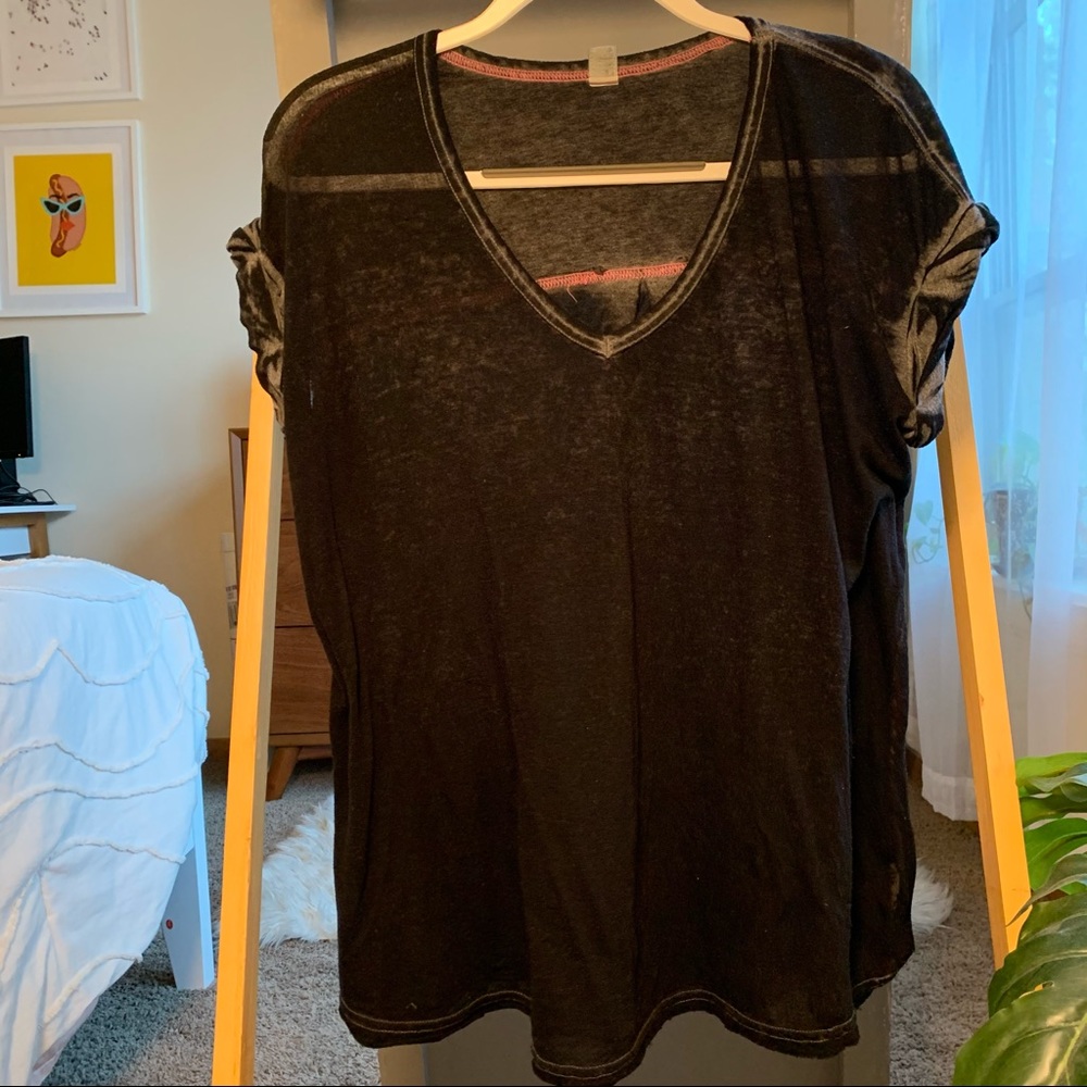 Free People Sheer Black Tee